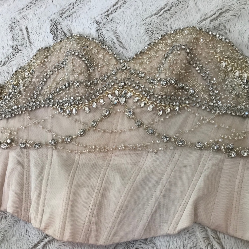 Watters Bridal Jeweled Kian Corset Almond Color 8 - Picture 4 of 8